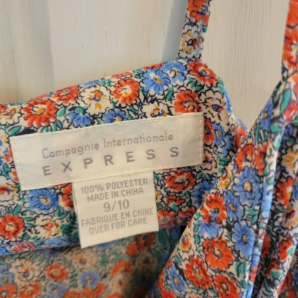 Vintage 90s Compagnie Internationale Express Red Blue Floral Sundress - Picture 6 of 6